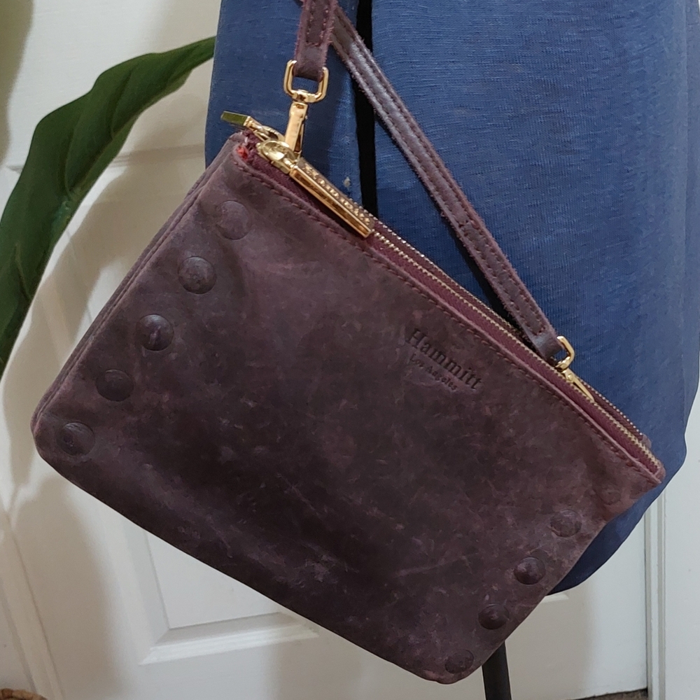 Hammitt Deep Purple Women's Leather Convertable  Crossbody Bag/clutch - Picture 2 of 12